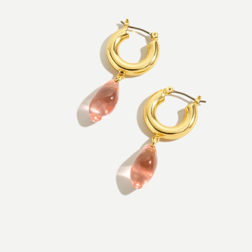 NWT J.Crew Drop Huggie Hoop Earrings with Sea-glass Stones